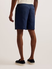 Ted Baker Blue Brixtun Linen Drawstring Shorts - Image 3 of 5