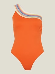 Accessorize Orange One-Shoulder Trim Swimsuit - Image 4 of 4
