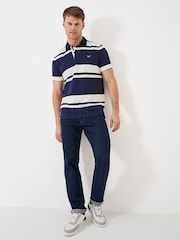 Crew Clothing Company Blue Stripe 100% Cotton Classic Rugby Shirt - Image 1 of 4