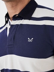 Crew Clothing Company Blue Stripe 100% Cotton Classic Rugby Shirt - Image 3 of 4