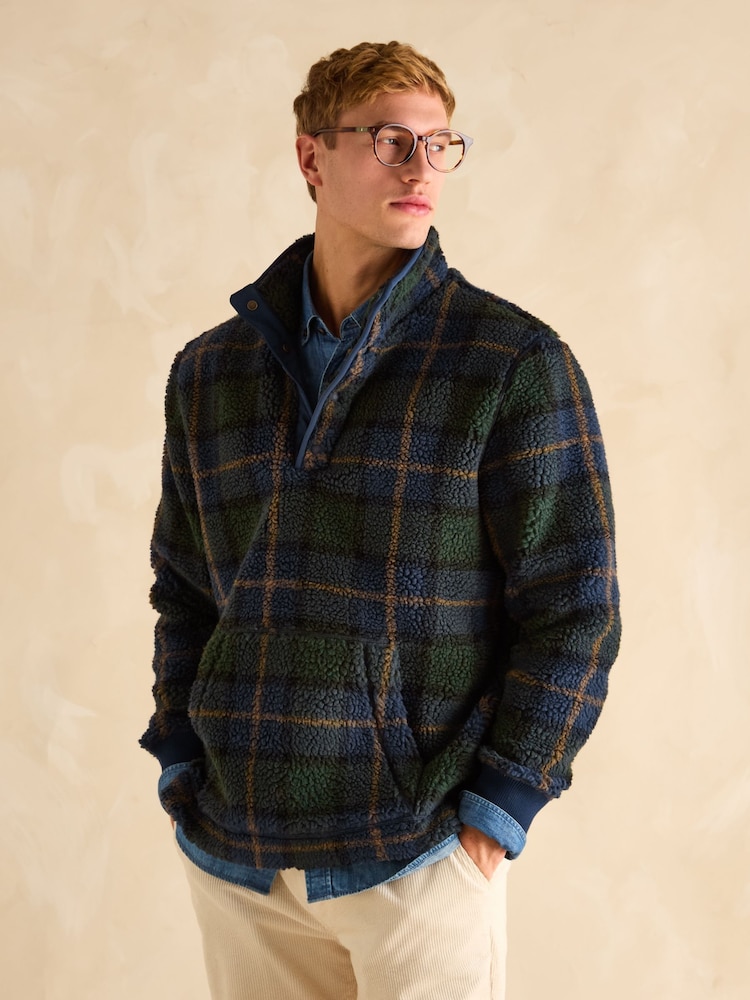Joules Otis Navy Check Borg Fleece - Image 1 of 8