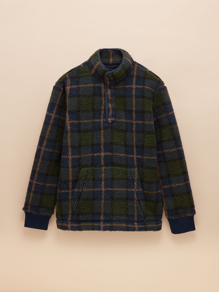 Joules Otis Navy Check Borg Fleece - Image 8 of 8