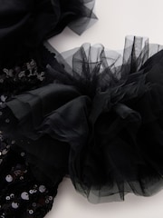 Black Puff Sleeve Sequin Party Dress (3-14yrs) - Image 3 of 4