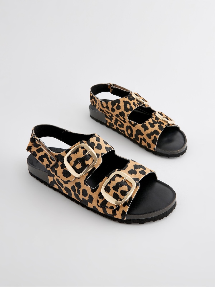 Leopard Standard Fit Forever Comfort® Back Strap Footbed Sandals - Image 6 of 10