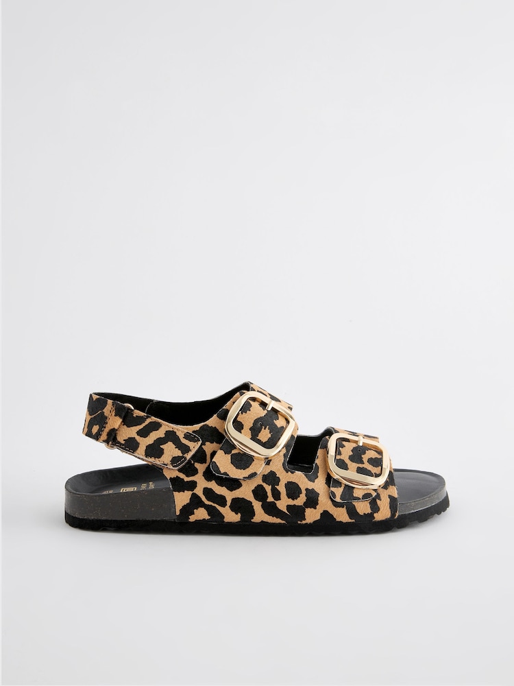 Leopard Standard Fit Forever Comfort® Back Strap Footbed Sandals - Image 7 of 10