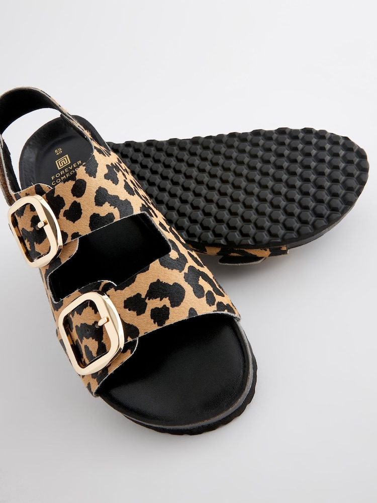 Leopard Standard Fit Forever Comfort® Back Strap Footbed Sandals - Image 8 of 10