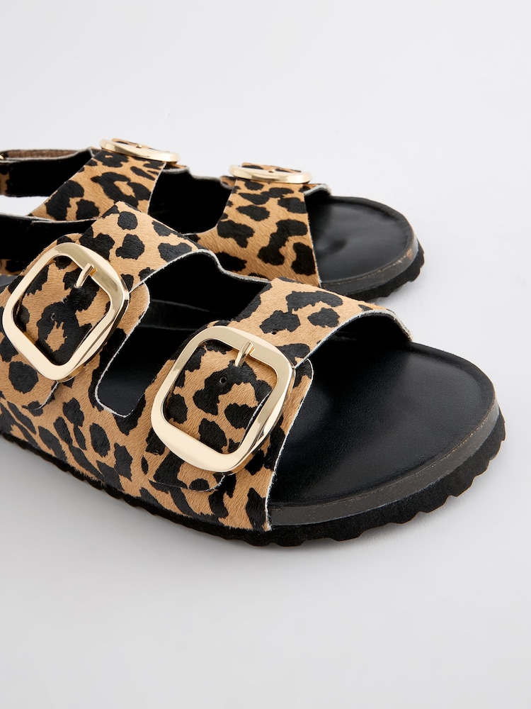 Leopard Standard Fit Forever Comfort® Back Strap Footbed Sandals - Image 9 of 10