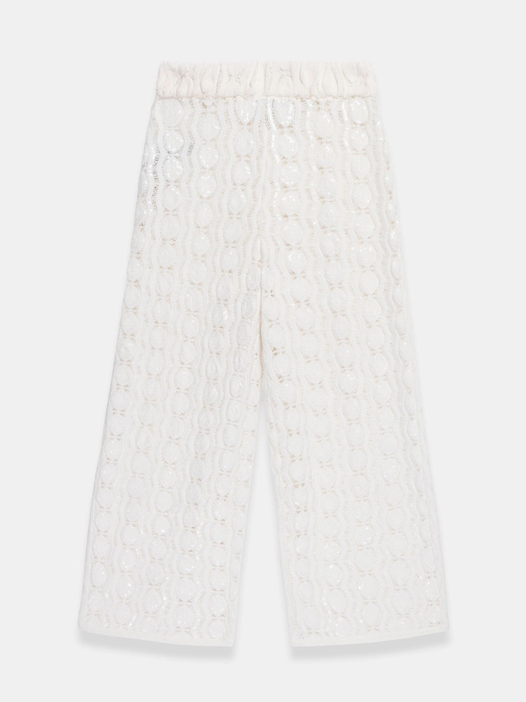 Mint Velvet Natural Crochet Sequin Trousers - Image 8 of 8
