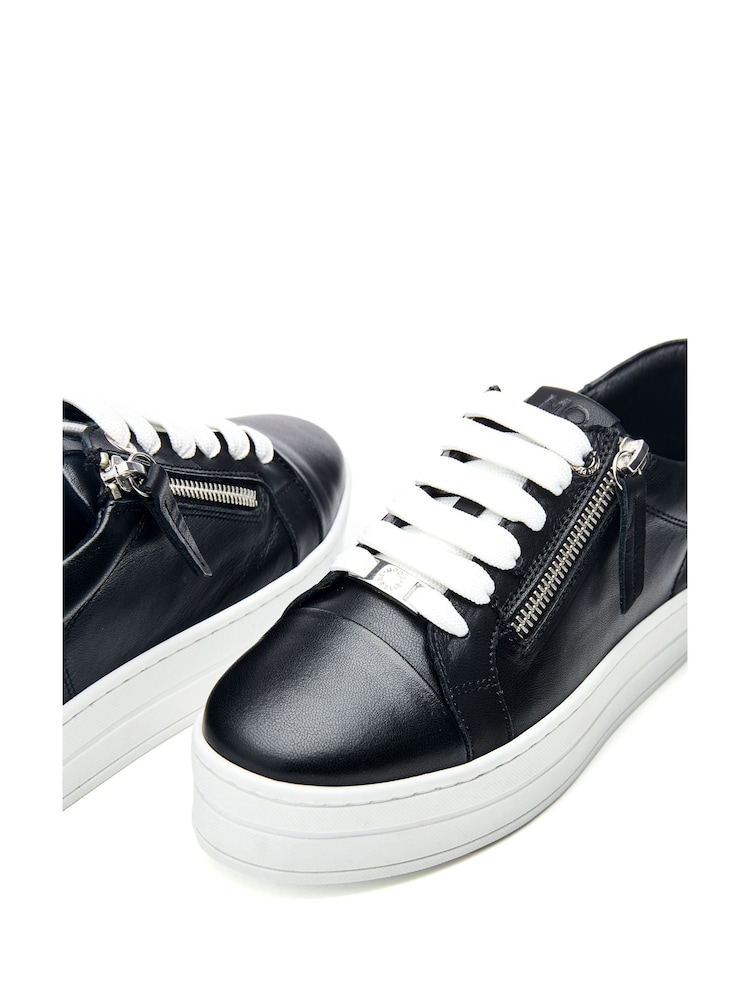 Negro - Zapatillas de deporte con cordones y cremallera lateral con suela gruesa Abbiy de Moda in Pelle - Imagen 5 de 5 Negro - Zapatillas de deporte con cordones y cremallera lateral con suela gruesa Abbiy de Moda in Pelle - Imagen 5 de 5