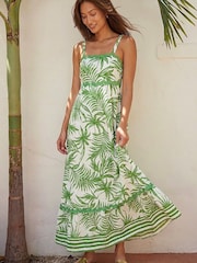 Roman Green Leaf Print Ric Rac Dress - Image 1 of 4