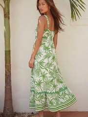 Roman Green Leaf Print Ric Rac Dress - Image 3 of 4