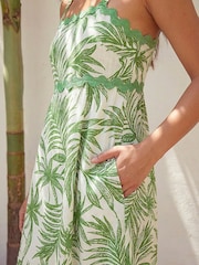 Roman Green Leaf Print Ric Rac Dress - Image 4 of 4