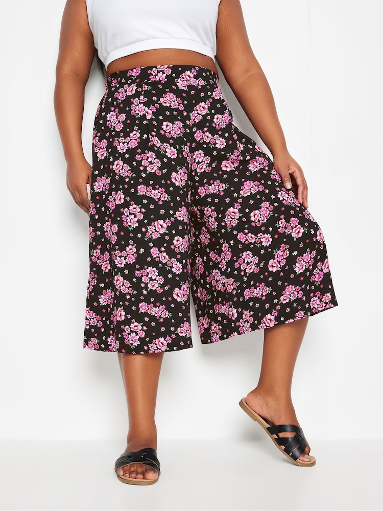 Yours Curve Black Flat Front Culottes - Image 1 of 6