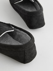 Black Textured Moccasin Slippers - Image 4 of 6