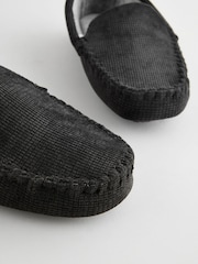 Black Textured Moccasin Slippers - Image 5 of 6