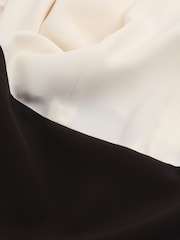 Reiss Ivory/Black Marlowe Draped Sleeve Colourblock Mini Dress - Image 5 of 5