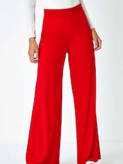 Roman Red Wide Leg Stretch Trousers - Image 4 of 5