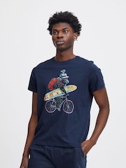 Blend Blue Camo 100% Cotton Printed Short Sleeve T-Shirt - Image 1 of 5