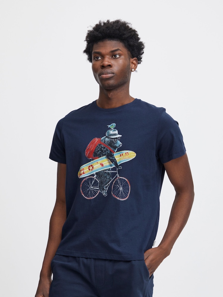 Blend Blue Camo 100% Cotton Printed Short Sleeve T-Shirt - Image 1 of 5