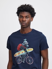 Blend Blue Camo 100% Cotton Printed Short Sleeve T-Shirt - Image 3 of 5