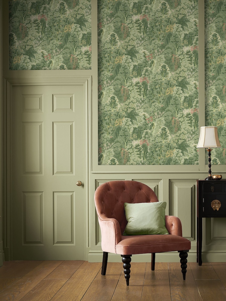 Graham & Brown Green New Eden Wallpaper Sample - Image 1 of 3