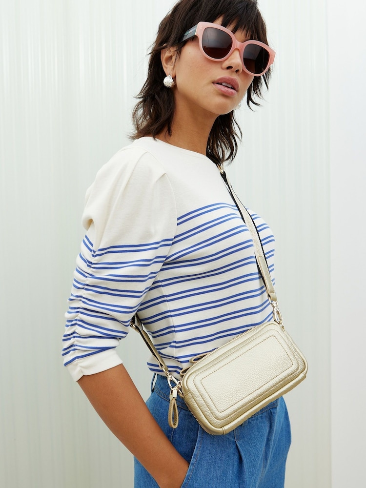 Oliver Bonas Gold Small Simen Cross-Body Bag - Image 1 of 7