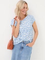 FatFace Ivy Blue Linen Med Geo T-Shirt - Image 4 of 5