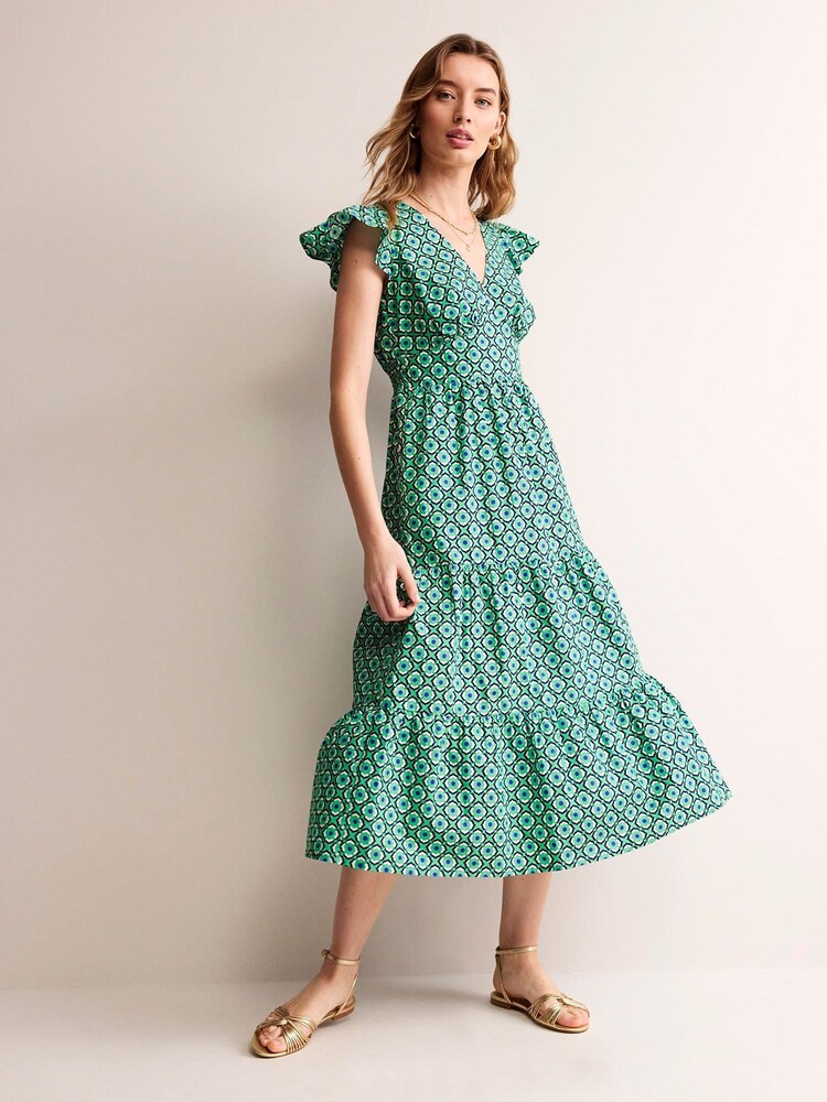 Boden Green Petite May 100% Cotton Midi Tea Dress - Image 1 of 5