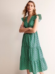 Boden Green Petite May 100% Cotton Midi Tea Dress - Image 4 of 5