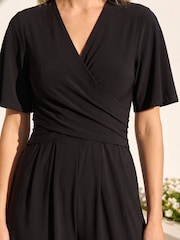 Roman Black Wrap Front Stretch Jumpsuit - Image 4 of 4