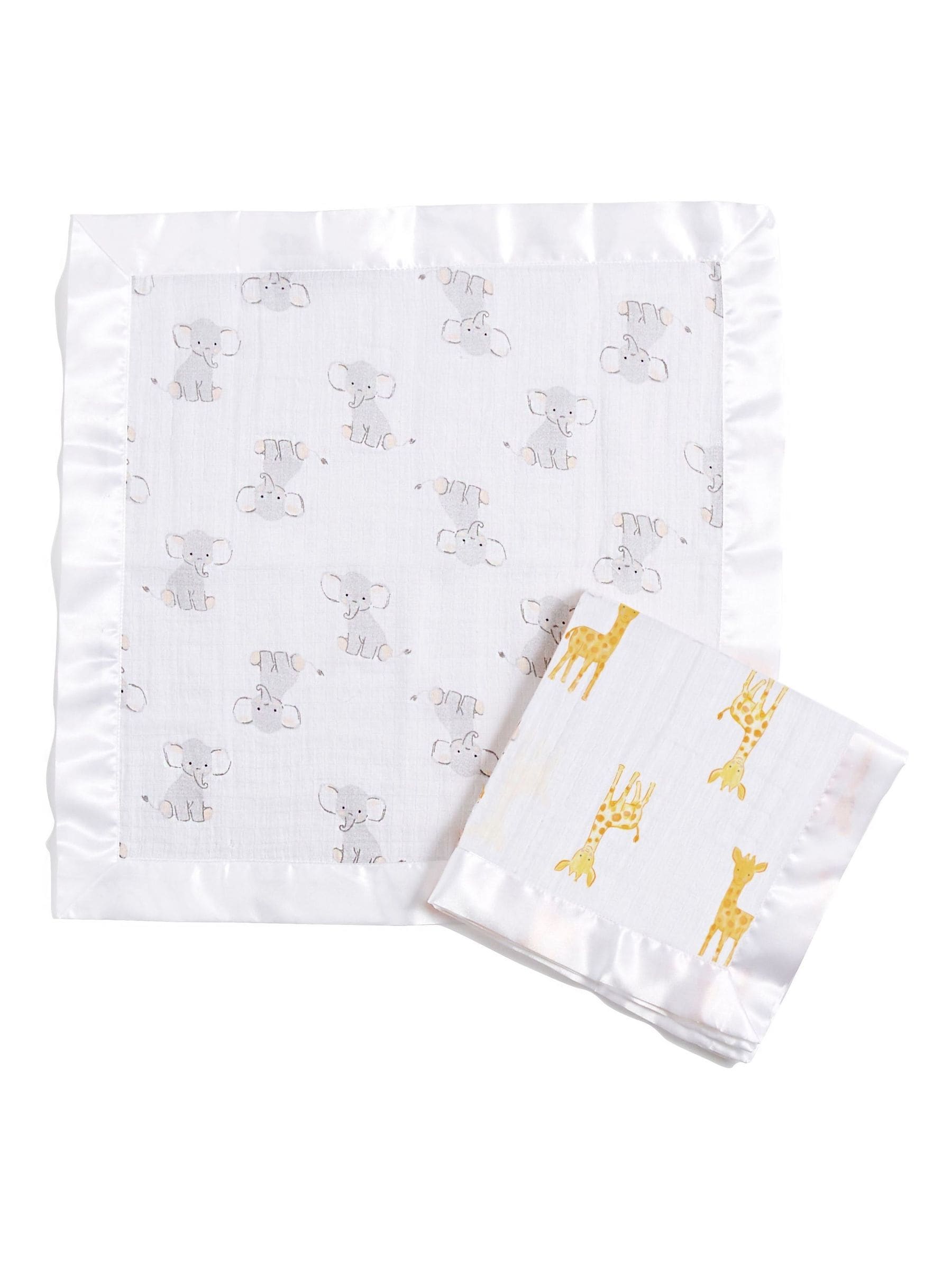 Aden + Anais White Essentials 2 Pack Cotton Muslin Security Blankets Safari Babes view 1