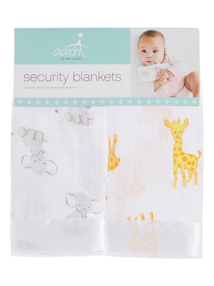 Aden + Anais White Essentials 2 Pack Cotton Muslin Security Blankets Safari Babes - Image 2 of 8 Aden + Anais White Essentials 2 Pack Cotton Muslin Security Blankets Safari Babes - Image 2 of 8