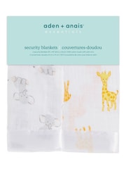 Aden + Anais White Essentials 2 Pack Cotton Muslin Security Blankets Safari Babes - Image 4 of 8