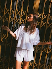 Weiß - VERO MODA Kurzärmeliges, lässiges Hemd aus Leinenmix - Bild 1 von 6