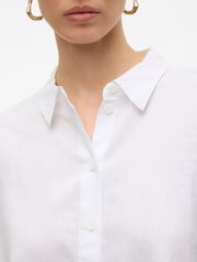 Weiß - VERO MODA Kurzärmeliges, lässiges Hemd aus Leinenmix - Bild 5 von 6