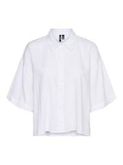 Weiß - VERO MODA Kurzärmeliges, lässiges Hemd aus Leinenmix - Bild 6 von 6