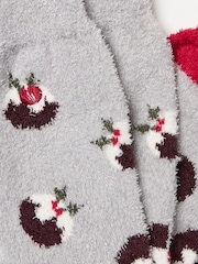 FatFace Grey Christmas Pudding Mallory Socks - Image 2 of 2