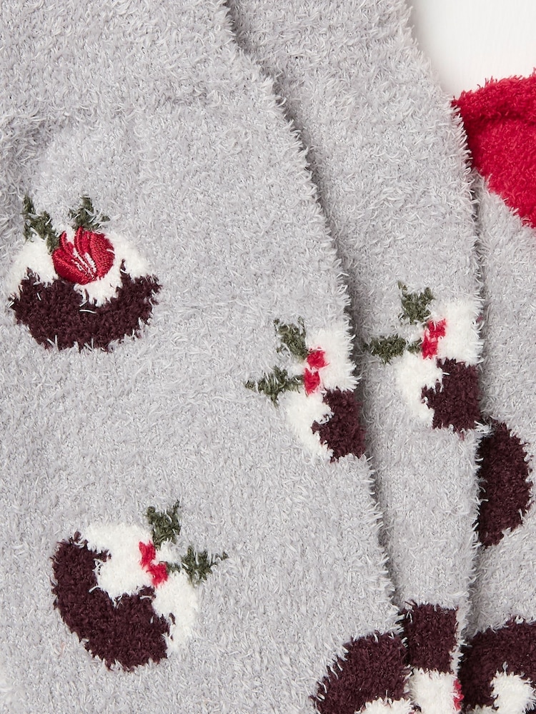 FatFace Grey Christmas Pudding Mallory Socks - Image 2 of 2