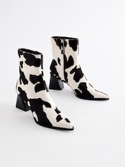 Animal Cow Print Leather Forever Comfort® Block Heeled Ankle Boots - Image 5 of 9