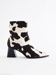 Animal Cow Print Leather Forever Comfort® Block Heeled Ankle Boots - Image 6 of 9