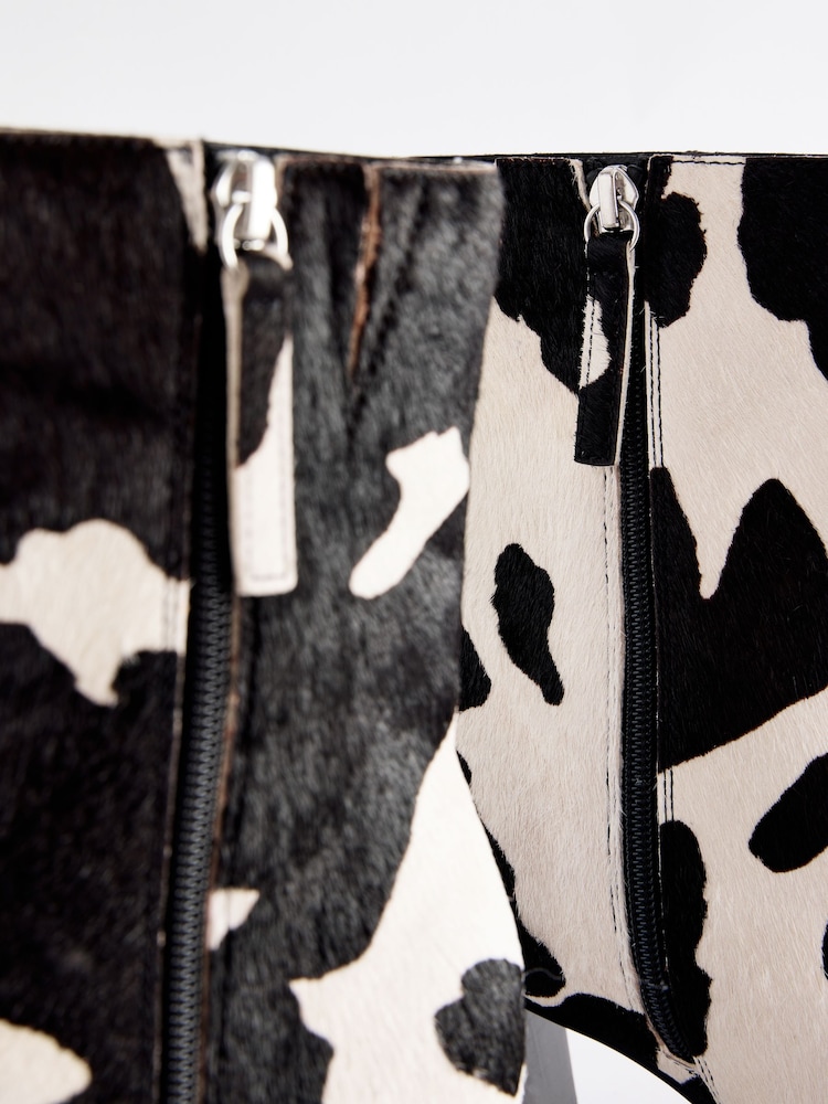 Animal Cow Print Leather Forever Comfort® Block Heeled Ankle Boots - Image 9 of 9