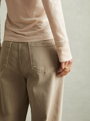 Reiss Stone Nixi Lyocell-Wool Open-Collar Top - Image 4 of 7