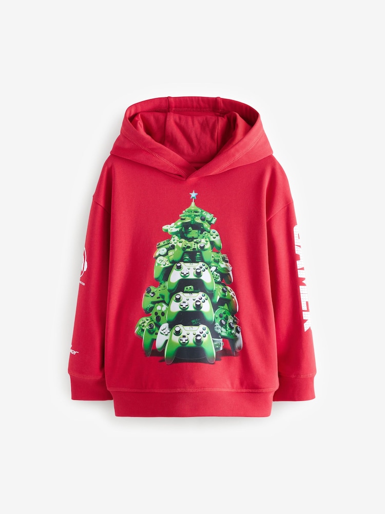 Red Game Controller Christmas Graphic 100% Cotton Hoodie (3-16yrs) - Image 1 of 4