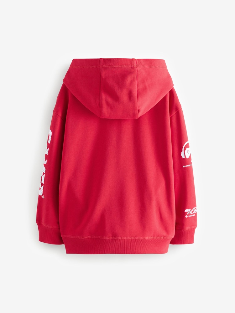 Red Game Controller Christmas Graphic 100% Cotton Hoodie (3-16yrs) - Image 2 of 4