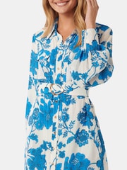 Forever New Blue Janie Printed Shirt Midi Dress - Image 2 of 4