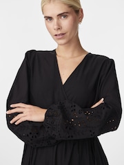 Y.A.S Black Broderie Wrap Maxi Dress - Image 3 of 3