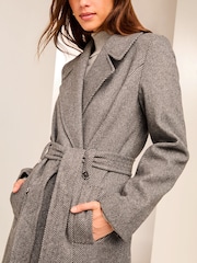 Lipsy Grey Double Breasted Long Line Belted Coat - Image 4 of 6