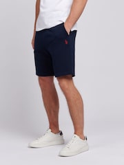 U.S. Polo Assn. Blue Dark Mens Classic Fit Double Horsemen 100% Cotton Sweat Shorts - Image 1 of 6
