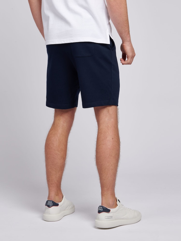 U.S. Polo Assn. Blue Dark Mens Classic Fit Double Horsemen 100% Cotton Sweat Shorts - Image 4 of 6