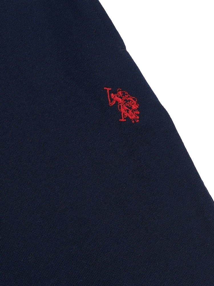 U.S. Polo Assn. Blue Dark Mens Classic Fit Double Horsemen 100% Cotton Sweat Shorts - Image 6 of 6